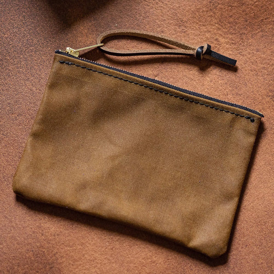 WAXED CANVAS POUCH - SANDSTONE